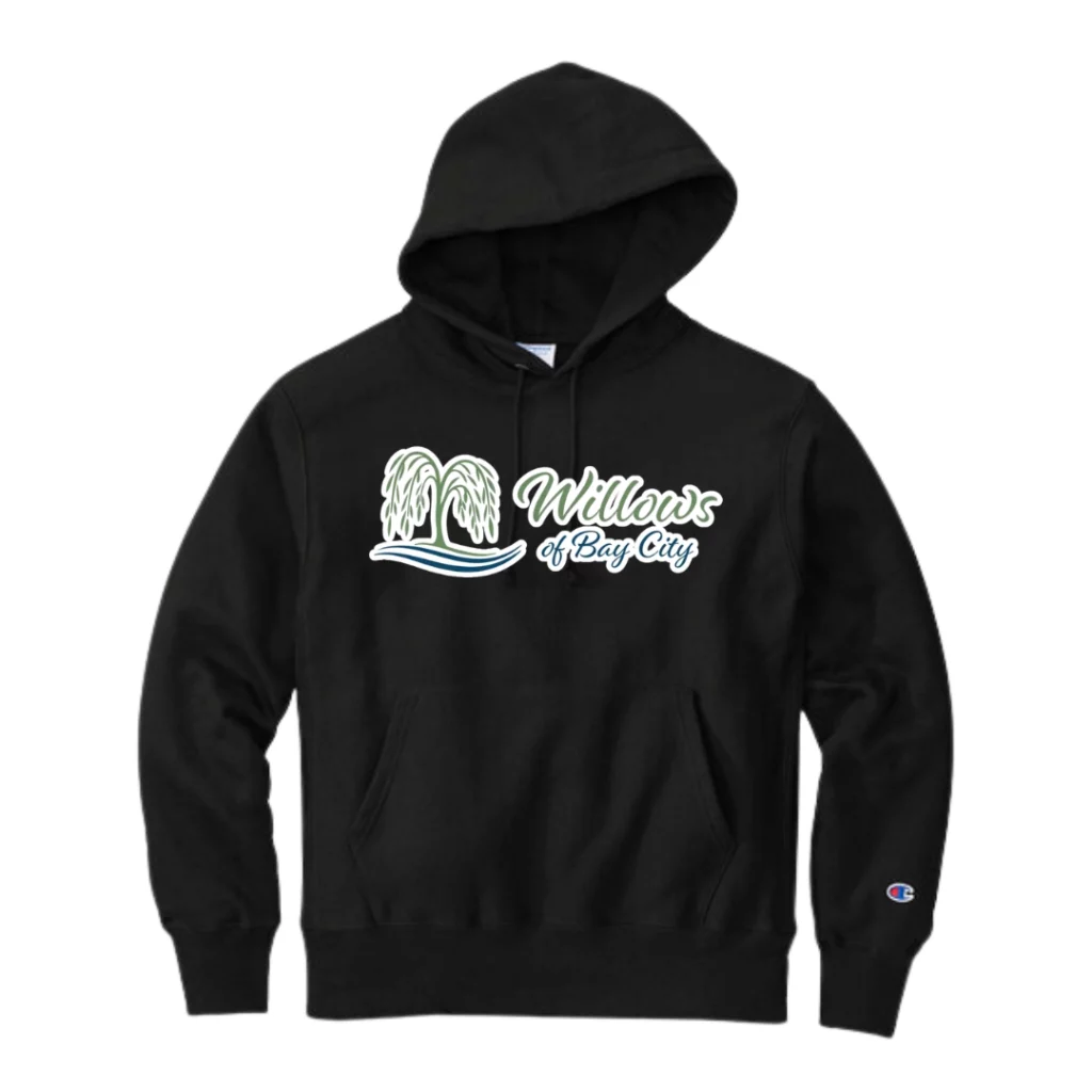 Champion® Reverse Weave® Black Hooded Sweatshirt